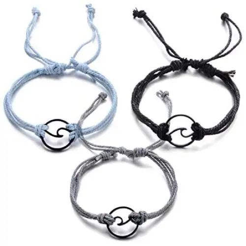 3Pcs/Set Boho Beach Wave Bracelets for Women Adjustable Friendship Bangle Surfer Jewelry 3Pcs/Set Boho Beach Wave Bracelets for Women Adjustable Friendship Bangle Surfer Jewelry