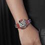 Gloalwin Jewellery Leather Bracelet for Men Genuine Leather Cuff Stainless Steel Adjustable Unisex Wristband (Red)