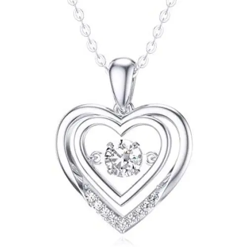 14k Gold Created Moissanite Heart Pendant Necklace for Women, Real Gold Anniversary Jewelry for Wife, Gifts for Her, 16-18 Inch 14k Gold Created Moissanite Heart Pendant Necklace for Women, Real Gold Anniversary Jewelry for Wife, Gifts for Her, 16-18 Inch