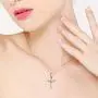 Charms Cross Pendant Necklace with Cubic Zirconia, Platinum Plated Stainless Steel Christian Jewelry for Women ZY061 Charms Cross Pendant Necklace with Cubic Zirconia, Platinum Plated Stainless Steel Christian Jewelry for Women ZY061