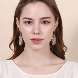 Bohemian Gold & Silver Two Tone Floral Filigree Big Tear Drop Earrings