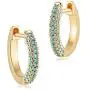 MYEARS Women Gold Huggie Hoop Earrings Ear Stud Cuff Diamond CZ Turquoise Inlay Half Sleeper 14K Gold Filled Tiny Boho Beach Simple Delicate Handmade Hypoallergenic Jewelry Gift