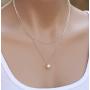 Yfe Layering Pearl Choker Necklace Double Layered Pearl Pendant Necklaces for Women and Girls Minimal Necklace Jewelry Gold (Gold 2 layers)