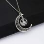BEKECH Outlander Inspired Jewelry Sassenach Gift Crescent Moon Charm Scottish Thistle Pendant Necklace Sassenach Scottish Outlander Gift