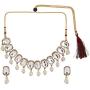 Efulgenz Fashion Chunky Crystal Oxidized Gold Statement Choker Necklace Earrings Bracelet Maangtikka Ring Set Costume Jewelry