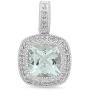 Dazzlingrock Collection 14K 7 MM Cushion Cut Ladies Halo Style Pendant (Silver Chain Included), White Gold