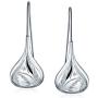 Carved Etched Puffed Teardrop Pear Shaped Rain Drop Earrings For Women Fishhook 925 Sterling Silver 1.25 1.5 1.75 Inch
