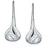Carved Etched Puffed Teardrop Pear Shaped Rain Drop Earrings For Women Fishhook 925 Sterling Silver 1.25 1.5 1.75 Inch