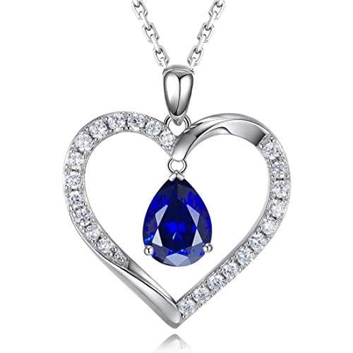 HAOSG 925 Sterling Silver Love Heart February Birthstone Created Amethyst Necklace Valentines Day Birthday Jewelry Gifts for Her Women Girls, 16''+2'' Adjustable Chain