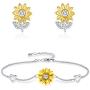 You Are My Sunshine Sunflower Bracelet Earrings Jewelry Gifts for Women Daughter