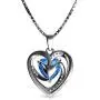 DEPHINI - Heart Necklace - 925 Sterling Silver - Branded Aqua CZ Crystal Pendant Birthstone - Fine Jewellery Love - 18'' Premium Rhodium Plated Silver Chain - Cubic Zirconia - Gifts for Women
