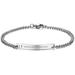 VNOX ''WARFARIN Stamped Medical Symbol Minimal 4MM Stainless Steel Thin Bracelet for Women Girl,7.5''