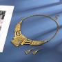 Fstrend Vintage Necklaces Earrings Set Gold Hollowed Chain Geometry Statement Necklace Jewelry for Women and Girls