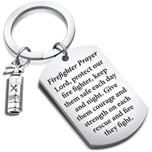 Fireman Prayer Keychain Fireman Graduation Gift Firemen Jewelry(Firefighter prayer KR)