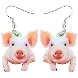 NEWEI Acrylic Drop Dangle Sweet Farm Pig Piggy Earrings Animal Jewelry For Girl Women Charms Gift