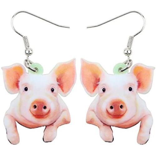 NEWEI Acrylic Drop Dangle Sweet Farm Pig Piggy Earrings Animal Jewelry For Girl Women Charms Gift