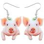 NEWEI Acrylic Drop Dangle Sweet Farm Pig Piggy Earrings Animal Jewelry For Girl Women Charms Gift