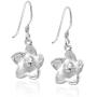 Tropical Satin Shine Hawaiian Plumeria Flower .925 Sterling Silver Dangle Earrings