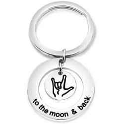 AKTAP Sign Language Jewelry I Love You to The and Back Keychain ASL Sign Language Gift Interpreter Gift ASL Jewelry