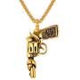 U7 American Style Hip Hop Chain Men Women Pendant Necklace Gold Plated Stainless Steel Vintage Revolver Handgun Necklace