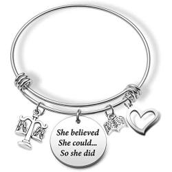 Eigso Scales of Justice Lawyer Gifts Bracelet Keychain She Believed She Could Law School Graduation Gift for Attorney Women New Lawyer Jewelry