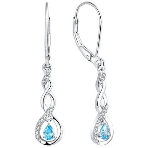 YL Dangle Drop Earrings Sterling Silver Infinity Leverback Earrings Gemstones Twisted Jewelry YL Dangle Drop Earrings Sterling Silver Infinity Leverback Earrings Gemstones Twisted Jewelry
