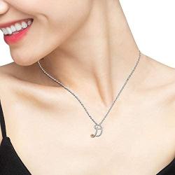 Aniu Initial Letter Necklace for Women, Sterling Silver Cursive Script Name Pendant, Alphabet Personalized Charm Jewelry Gift (Letter D)