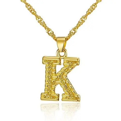 kelistom Initial Necklace for Women Men Teen Girls Boys, 18K Gold Plated Twisted Link Chain Gothic 26 Letters Pendant Necklace with Extension