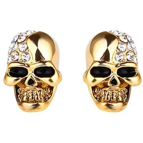 QNNY Skull Stud Earrings for Men Women Cubic Zircon Punk Piercing Ear Studs Stainless Steel Hip Hop Jewelry QNNY Skull Stud Earrings for Men Women Cubic Zircon Punk Piercing Ear Studs Stainless Steel Hip Hop Jewelry