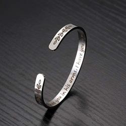Memorial Gift for Women Girls God Has You in His Arms I Have You in My Heart Cuff Bangle Bracelet