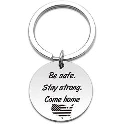 Ribukat Deployment Gift Military Gift Be Safe Stay Strong Come Home Deployment Keychain Army Keychain Navy Keychain Gift for Husband Boyfriend