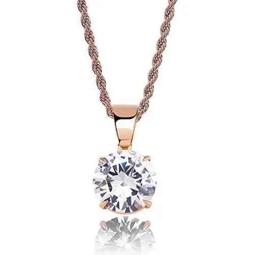 JINAO 15MM 4 Colors Solitaire Colorful Cubic Zirconia Pendant Necklace for Women Elegant Jewelry with Stainless Steel Rope Chain JINAO 15MM 4 Colors Solitaire Colorful Cubic Zirconia Pendant Necklace for Women Elegant Jewelry with Stainless Steel Rope Chain