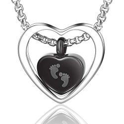 Urn Necklace for Baby Boy Ashes Baby Feet Ash Pendants Cremation Jewelry I Love You to The Moon and Sun Back