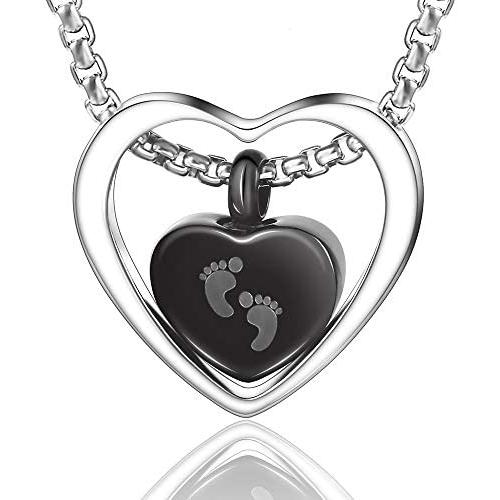 Urn Necklace for Baby Boy Ashes Baby Feet Ash Pendants Cremation Jewelry I Love You to The Moon and Sun Back