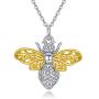 Gold Bee / Gold Seahorse / Silver Hedgehog Pendant Necklace, 925 Sterling Silver Personalized Animals Necklace for Women Men Girls Boys Children Jewelry Gift 18+2 Extender (Gift Box included)
