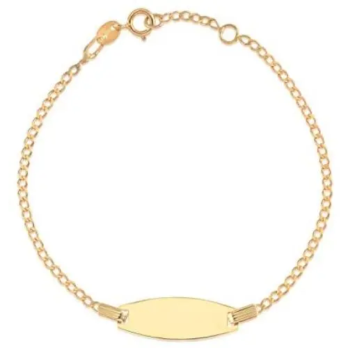 14k Gold ID Bracelet Engravable Girls Boys Kids Baby Figaro Curb Chain Made in Italy