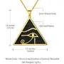 beautlace Egyptian Eye of Horus/Ankh Cross Necklace Silver/18K Gold/Black Gun Plated Ancient Triangle Eyes of Evil Symbol of Protection Pendant for Men and Women KP0036