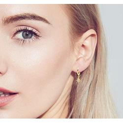 Nicole Miller Fine Jewelry Whimsical Collection 14k Yellow Gold Starburst Huggie Cubic Zirconia Earrings