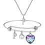 SHAARMS Initial Bracelet 26 Letter Necklace Love Heart Girls Gifts, Stainless Steel Name Necklaces Adjustable Chains Bracelet, Birthday Gifts with Jewely Box