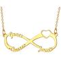 U7 Personalized Necklace Choker Charm Initials Naming Jewelry Platinum / 18K Gold Custom Any Name/Her Name/Double Names/Infinity 4 Family or BFF Names, Chain 16''-18''