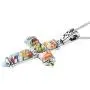 Shop LC Delivering Joy Multi Color Murano Millefiori Glass Black Oxidized Stainless Steel Holy Prayer Religious Fashion Love Cross Chain Pendant Necklace for Women 20'' Easter Gifts