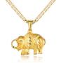 Barzel Elephant Necklace for Women, Men, Boys, and Girls 18K Gold Plated Flat Mariner/Marina 060 3MM Chain Necklace Elephant Pendant