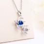 Sterling Silver Mom and Baby Turtle Necklace Stud Earrings Anklet Cubic Zirconia Heart Pendant Turtle Jewelry Set for Women