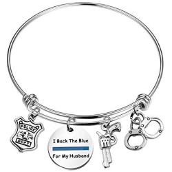 Zuo Bao Police Officer Wife Gift Police Officer Fiancee Bracelet Cops Girlfriend Gift I Back The Blue for My Husband Jewelry Sheriff Wife Gift