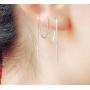 A Pair 925 Sterling Silver Tassel Threader Drop Earrings Long Chain Ear Line