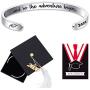 Ldurian 2021 Bracelet for Graduation, Inspirational Grad Bangle Cuff for Women, Graduate Gift for Her, College Senior Bracelet, Graduation Jewelry with 2021 Cap Box & Card & Bag