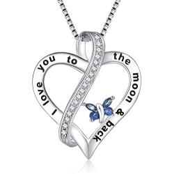 FANCYCD Holiday Deals Week I Love You to the Moon and Back'' Love Heart Necklace, Jewelry for Women & Girls, Gifts for Girlfriend, Wife, Sister, Grandma, Mom