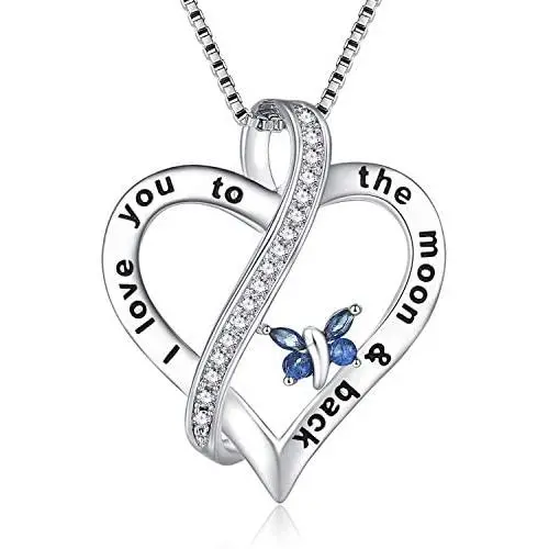 FANCYCD Holiday Deals Week I Love You to the Moon and Back'' Love Heart Necklace, Jewelry for Women & Girls, Gifts for Girlfriend, Wife, Sister, Grandma, Mom