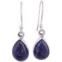 NOVICA Lapis Lazuli .925 Sterling Silver Teardrop Dangle Hook Earrings Be True