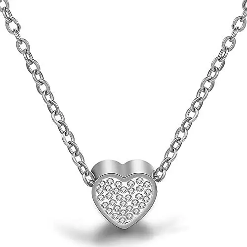 Jude Jewelers Stainless Steel Small Heart Charm Collar Necklace Jude Jewelers Stainless Steel Small Heart Charm Collar Necklace